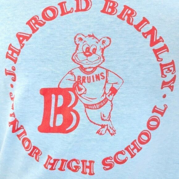 J Harold Brinley Bruins T Shirt Mens Size Small Vintage 80s Junior High School - Picture 2 of 7
